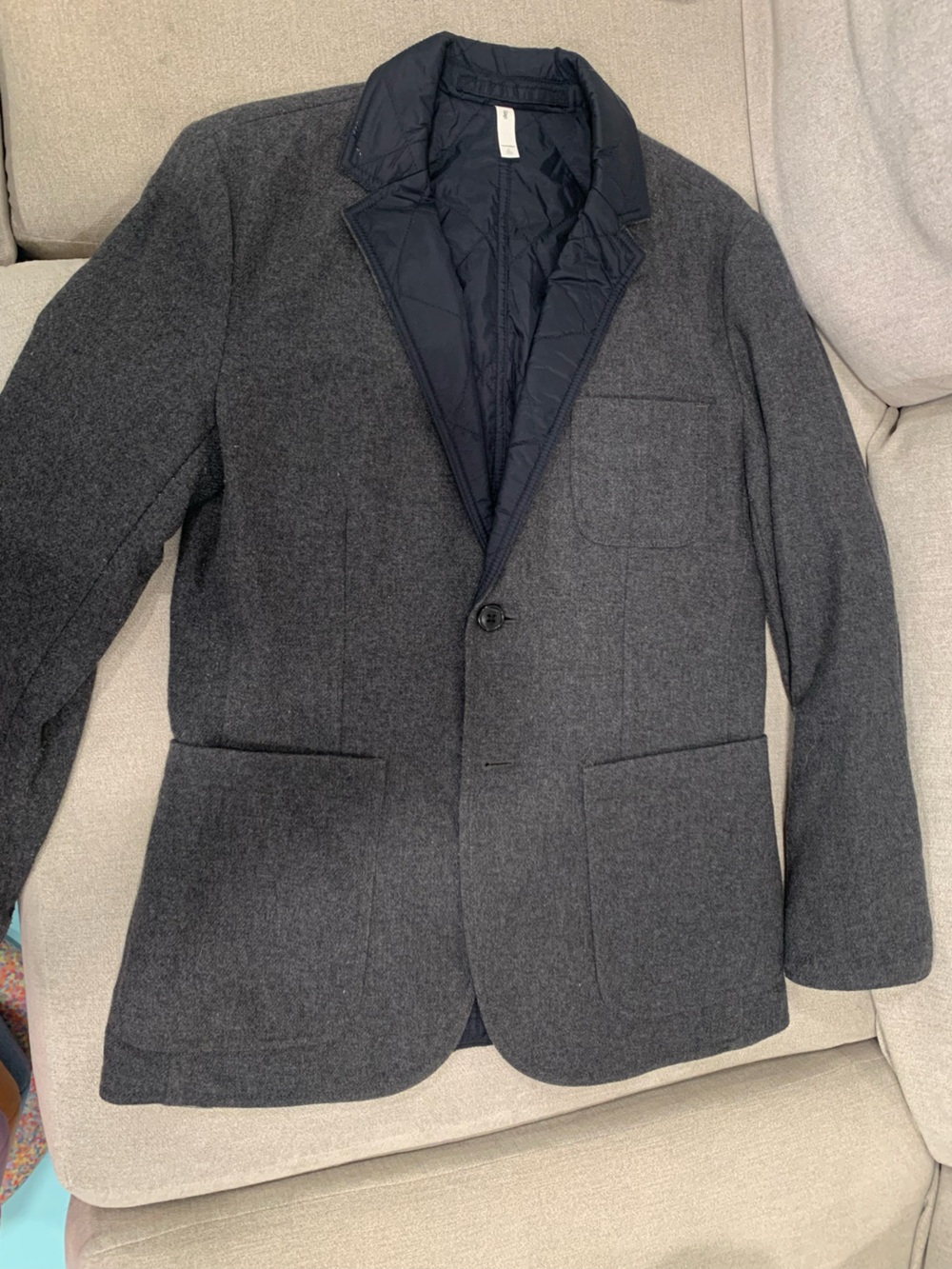 GAP Men's Dark Charcoal Gray Single-Button Blazer
